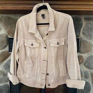 Maurice tan coloured denim like short jacket.  Size 1